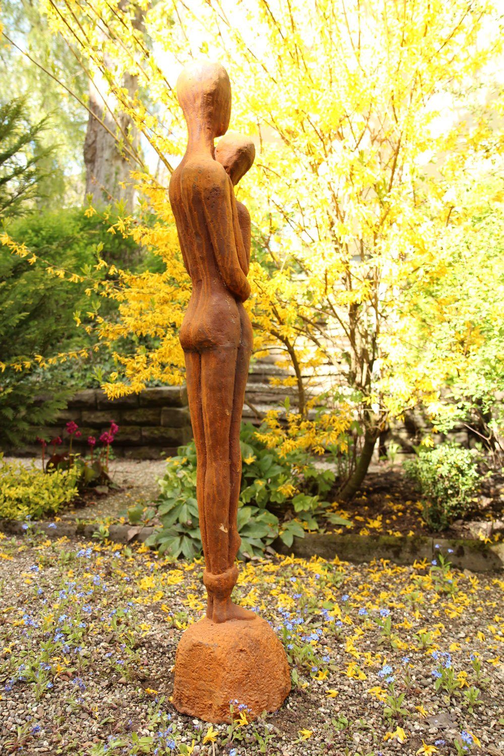 Aubaho Gartenfigur Skulptur Statue Eisen Paar 130cm Liebespaar moderne