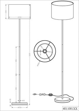 lightling Stehlampe Modern, ohne Leuchtmittel, abhängig vom Leuchtmittel, moderne Leselampe mit Schirm aus Stoff