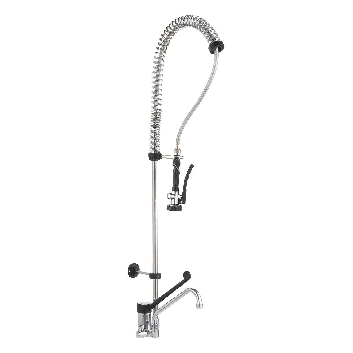 GastroHero Küchenarmatur Geschirrwaschbrause Profi mit Mischbatterie & Schwenkhahn Verchromtes Messing, Hochdruck-Edelstahlschlauch, Feststeller