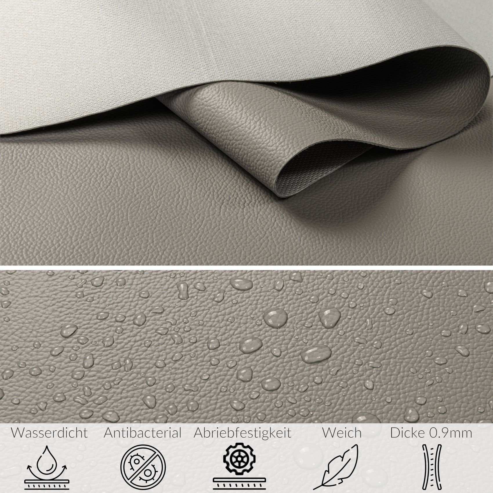 ANRO Stoff Kunstleder Polsterstoff Lederimitat zum Nähen & Beziehen, Wasserundurchlässig Robust Hochwertig Kreativkunstleder Möbelstoff