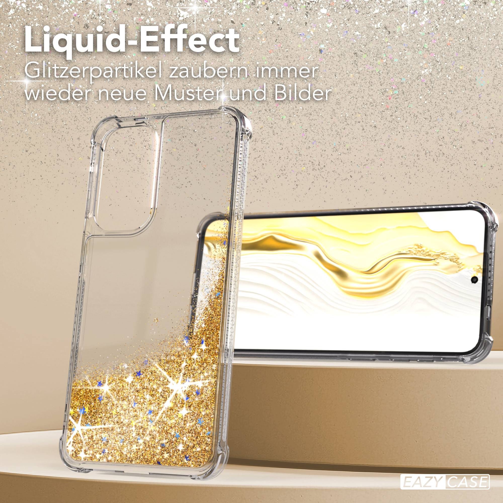 EAZY CASE Handyhülle Liquid Glittery Case für Samsung Galaxy A57 6,7 Zoll, Durchsichtig Back Case Handy Softcase Silikonhülle Glitzer Cover Gold – Bild 4 von 5