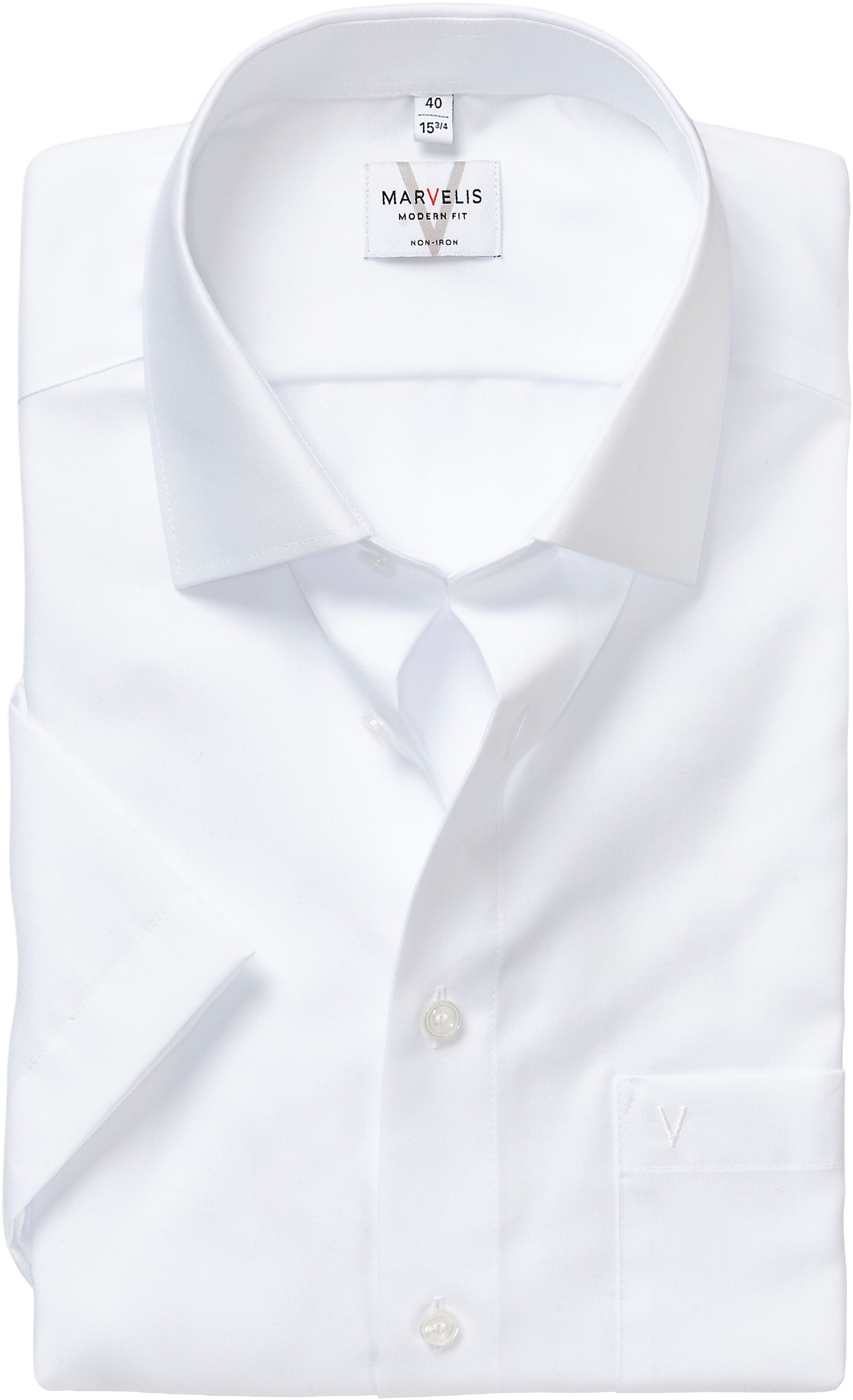 MARVELIS Kurzarmhemd modern fit, Busnesshemd, New Kentkragen, bügelfrei günstig online kaufen