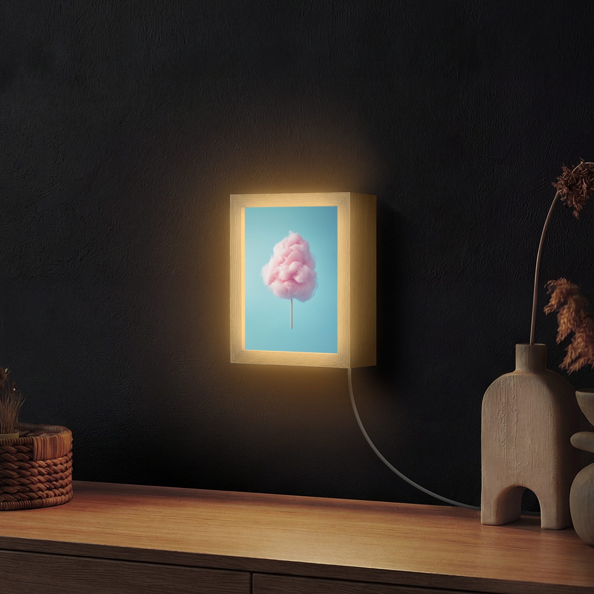 OnlyWow Wandleuchte Lightbox Zuckerwatte - Süßes - Bonbon, Dimmbar, Farbwechsel, LED, Warmweiß, Kaltweiß, Neutralweiß Einstellbar, Wandlampe Innen, Dimmbar, mit Kabel, LED, Beleuchtung, Wohnzimmer