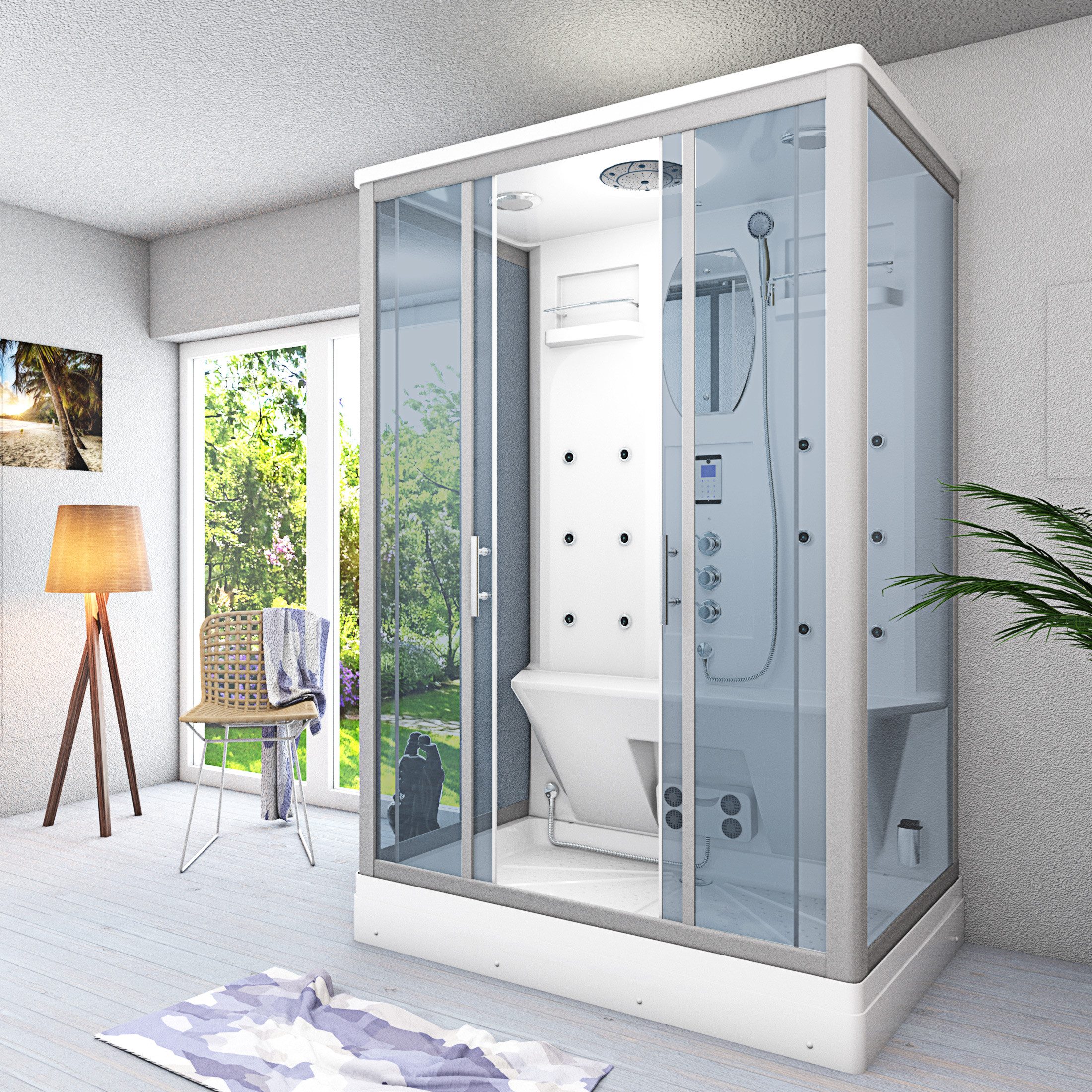 AcquaVapore Dampfdusche AcquaVapore Dampfdusche Sauna Dusche Duschkabine D27-TH-ALL 140x90cm, Sicherheitsglas ESG, Höhenverstellbar, Mit Bauanleitung, Mit Beleu – Bild 4 von 5