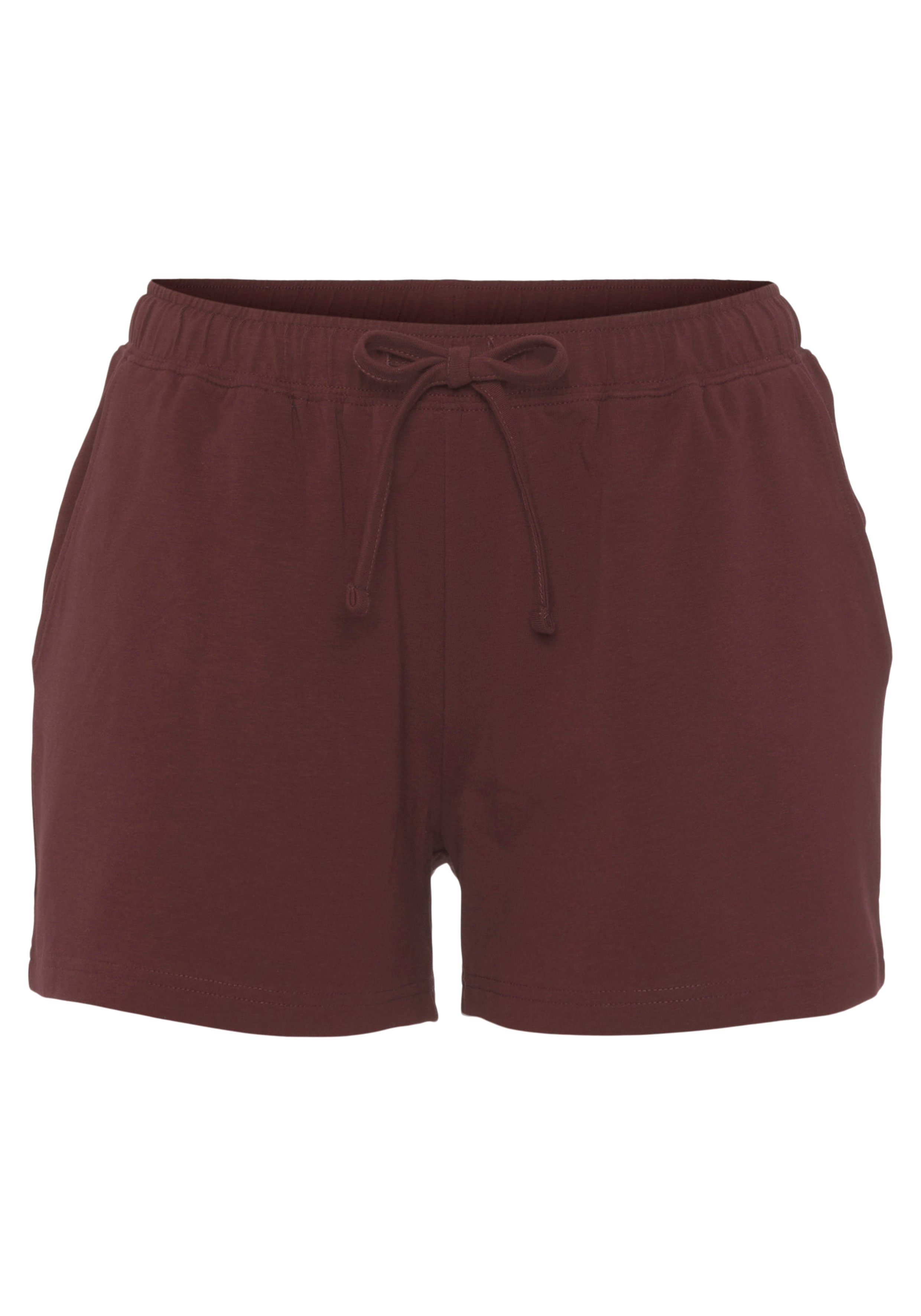 H.I.S Shorty (2 tlg) Brust der Logostickerei bordeaux auf mit