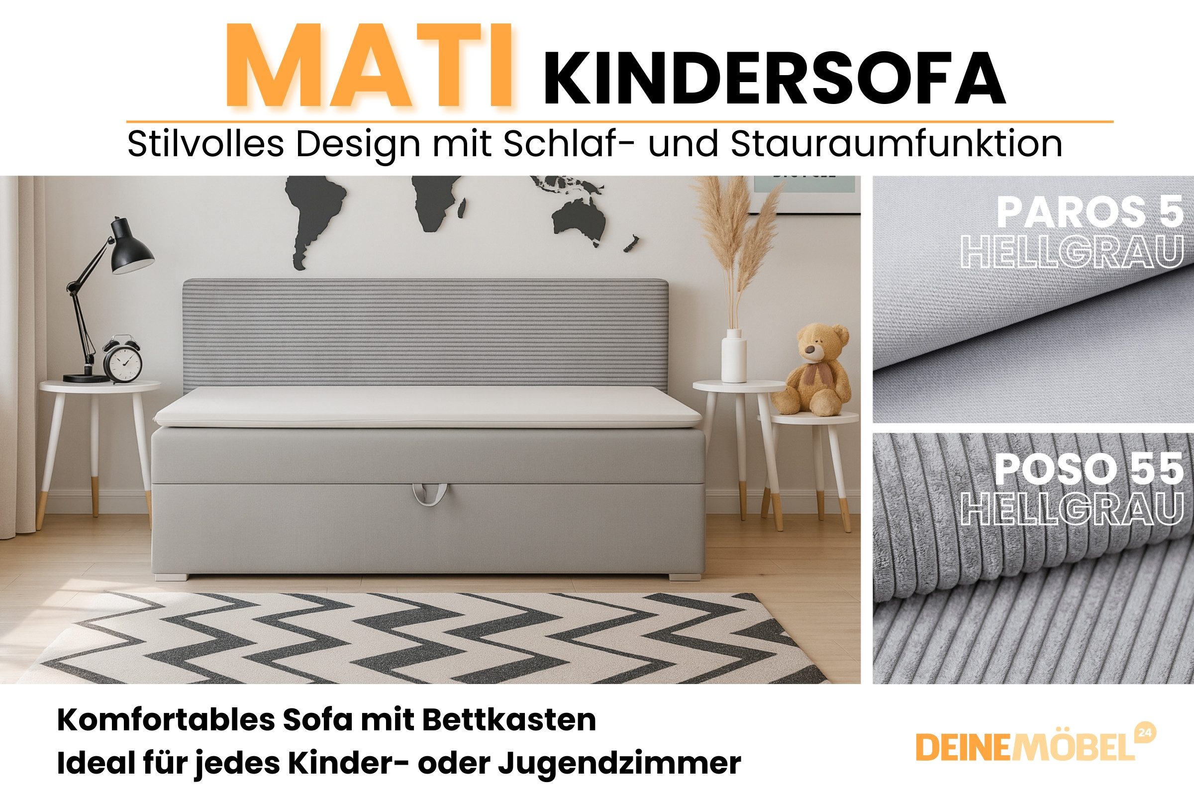 Deine Möbel 24 Boxspringbett MATI Daybett Tagesbett Schlafsofa Couch Jugendsofa Stauraumbett (mit Schlaffunktion Bettkasten Einzelbett Polsterbett Matratze H3 H4, 3-St., mit Schlaffunktion und Bettkasten Stauraumbett Jugendsofa), 90x200 100x200 Schwarz Grau Rosa Beige Anthrazit