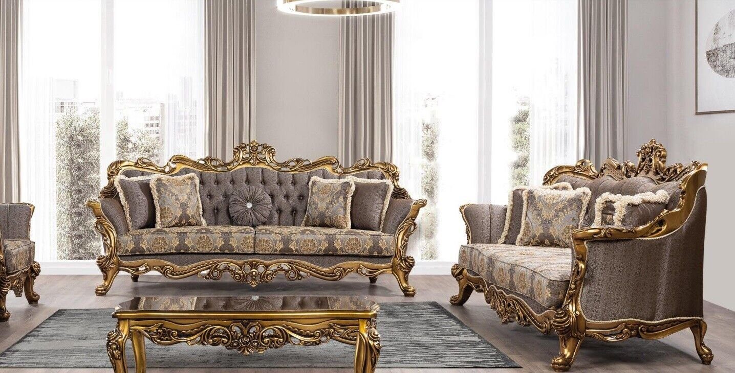 3-Sitzer Barock 2 Barock, Garnitur Teile Sofagarnitur JVmoebel 3+3 Luxus Sofas Sofa Sitzer Set