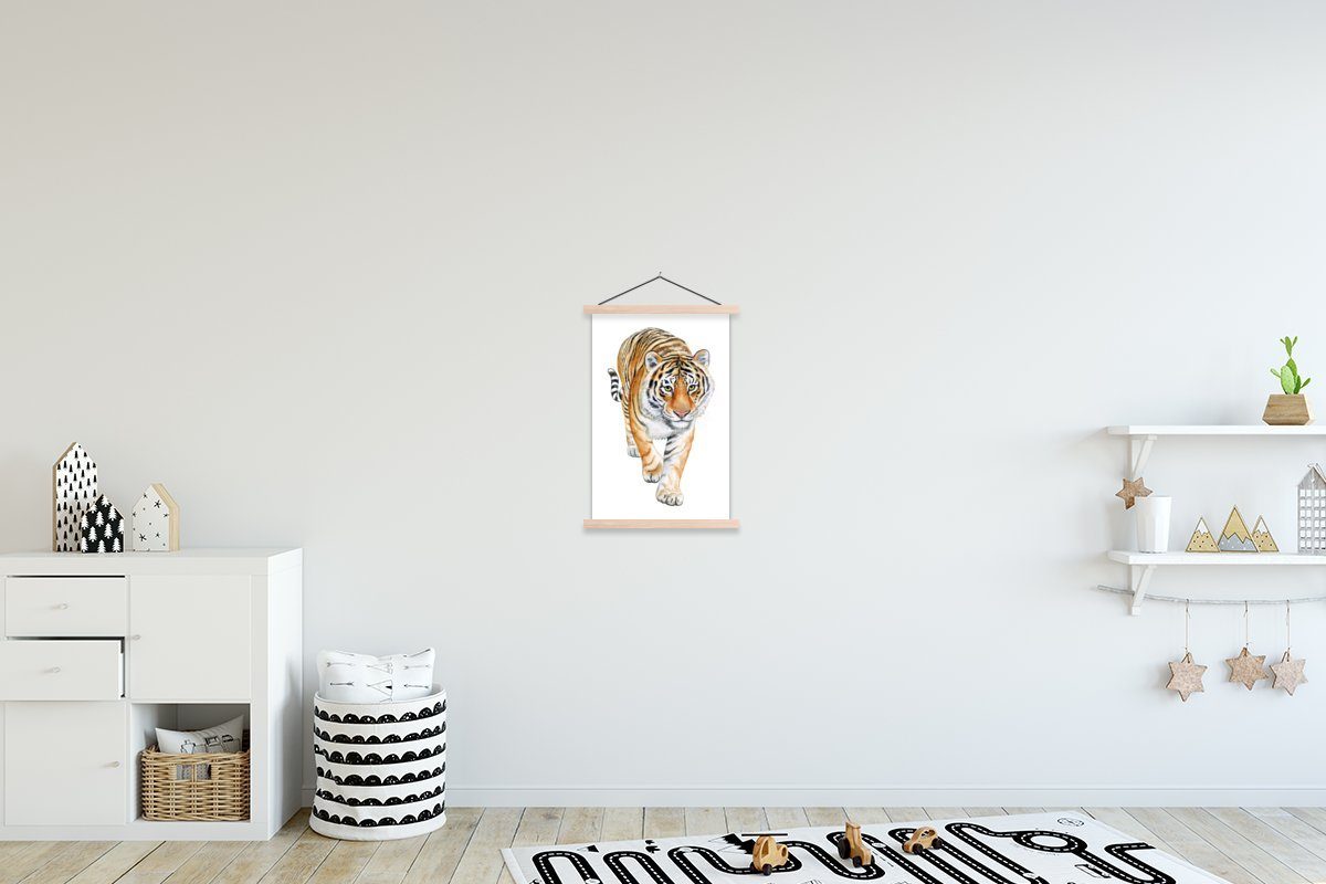 MuchoWow Poster Tiger - Augen - Gelb, (1 St), Posterleiste, Textilposter für Wohnzimmer, Bilderleiste, Magnetisch