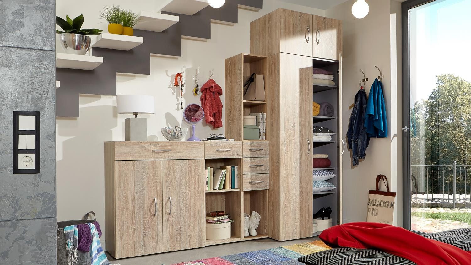 Wimex Garderoben-Set Garderobe MRK 5 teilig Dielenschränke in Eiche Sägerau, (5-St)