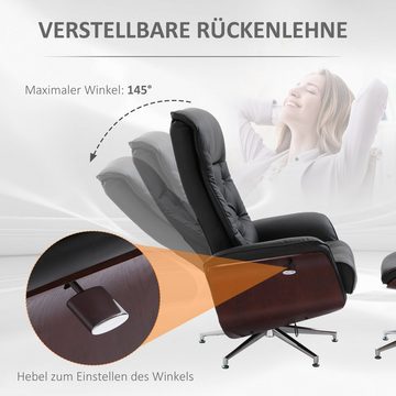 HOMCOM Relaxsessel (Set, 2-St., Fernsehsessel mit Fußhocker), Polstersessel 360° drehbar 145° neigbar