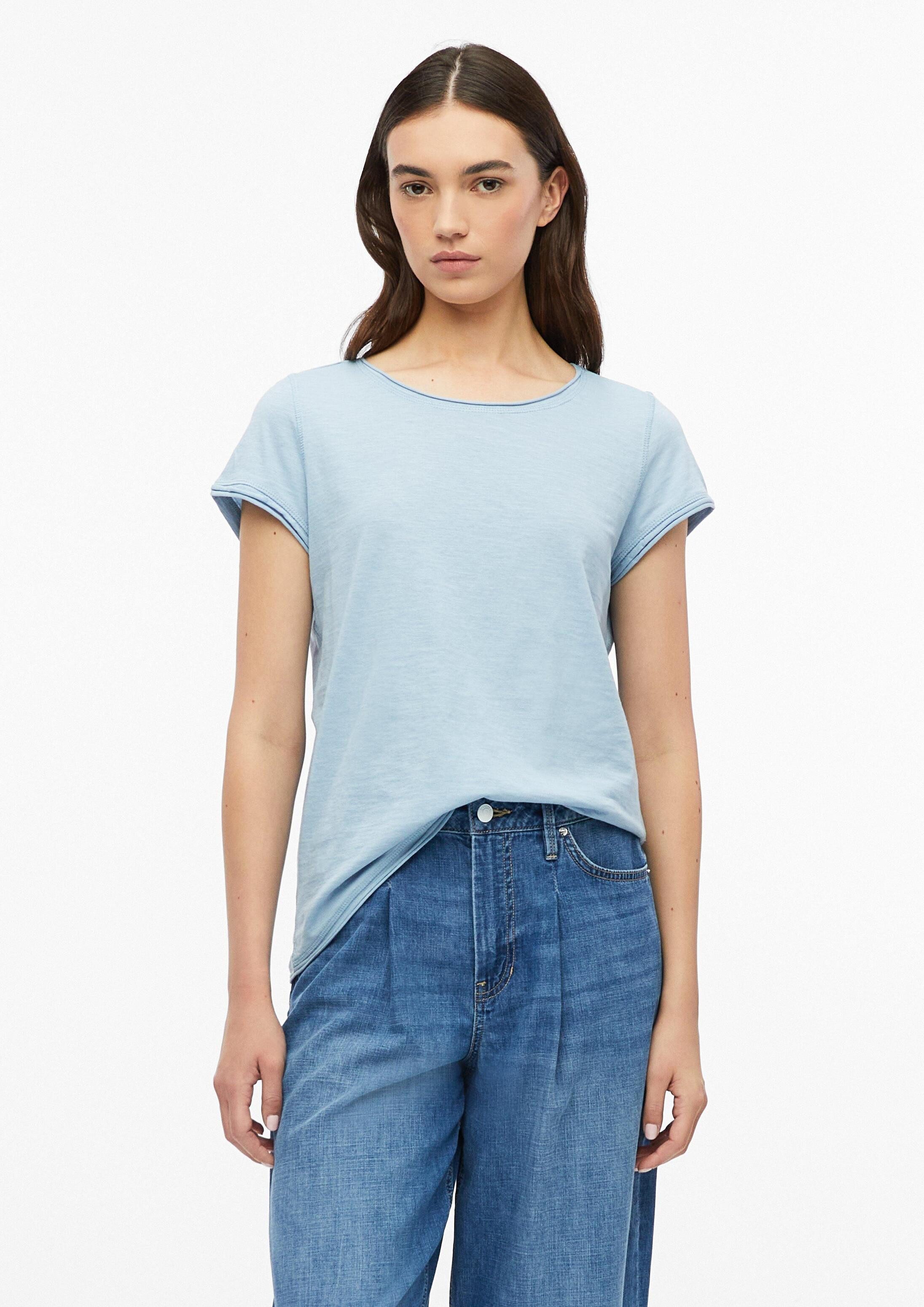 s.Oliver Kurzarmshirt T-Shirt Flammgarn-T-Shirt mit Rollkante