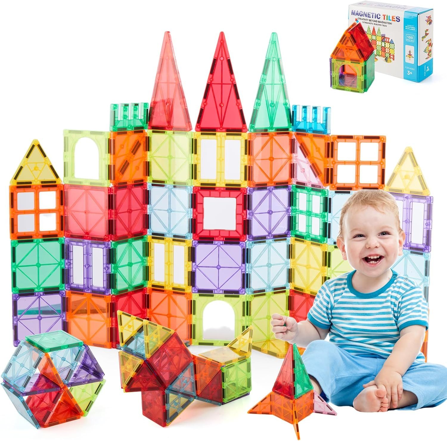 Youyijia Magnet 100 Stück magnetische Bausteine für Kinder