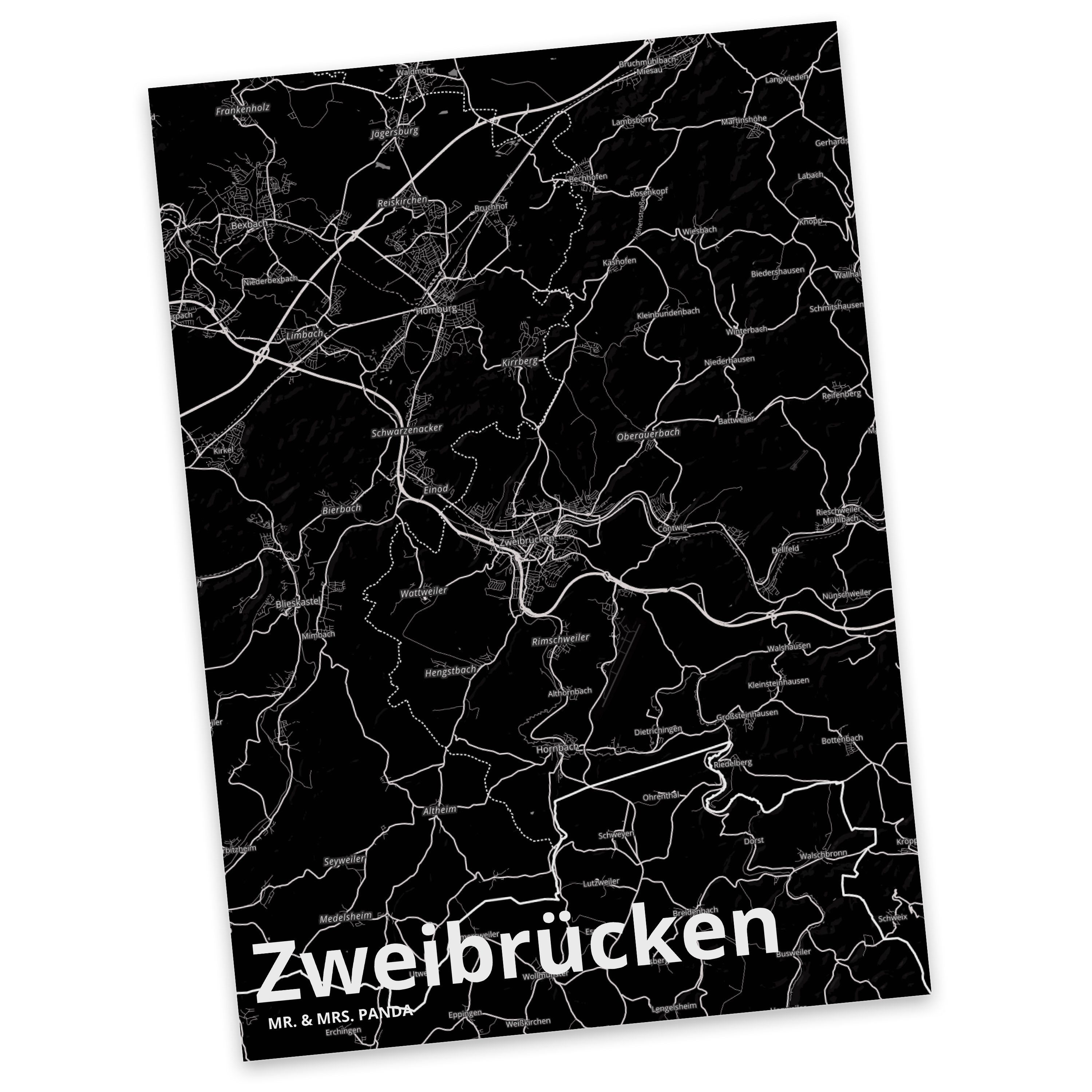 Städte, Postkarte Mr. Geschenk, Geschenkkarte, - Zweibrücken & Karte, Panda Einladungskarte Mrs.