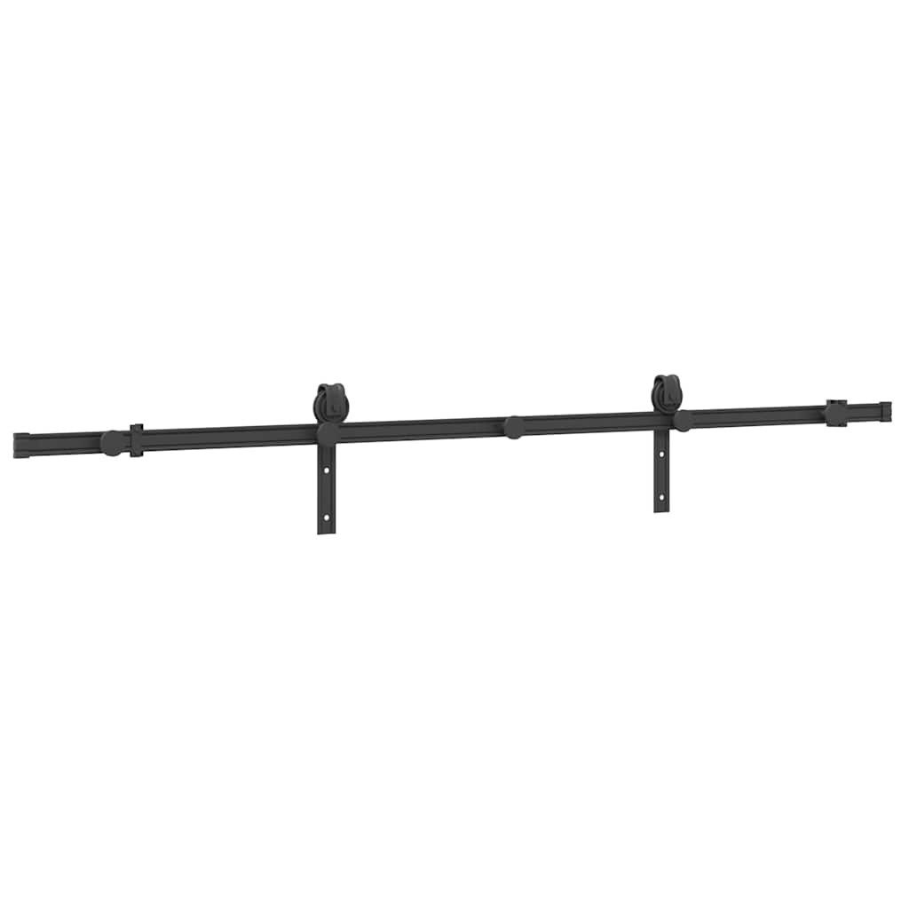 Zimmertür Türbeschlag Türhalterung Schiebetürbeschlag-Set 200 cm Stahl Schwarz