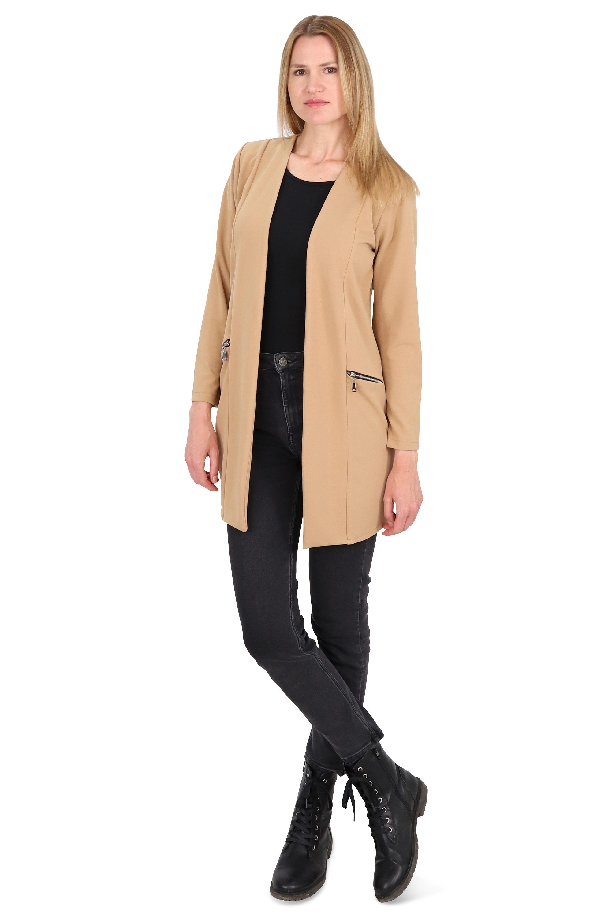 malito more than fashion Jackenblazer Long Blazer 6041 offener Long Blazer
