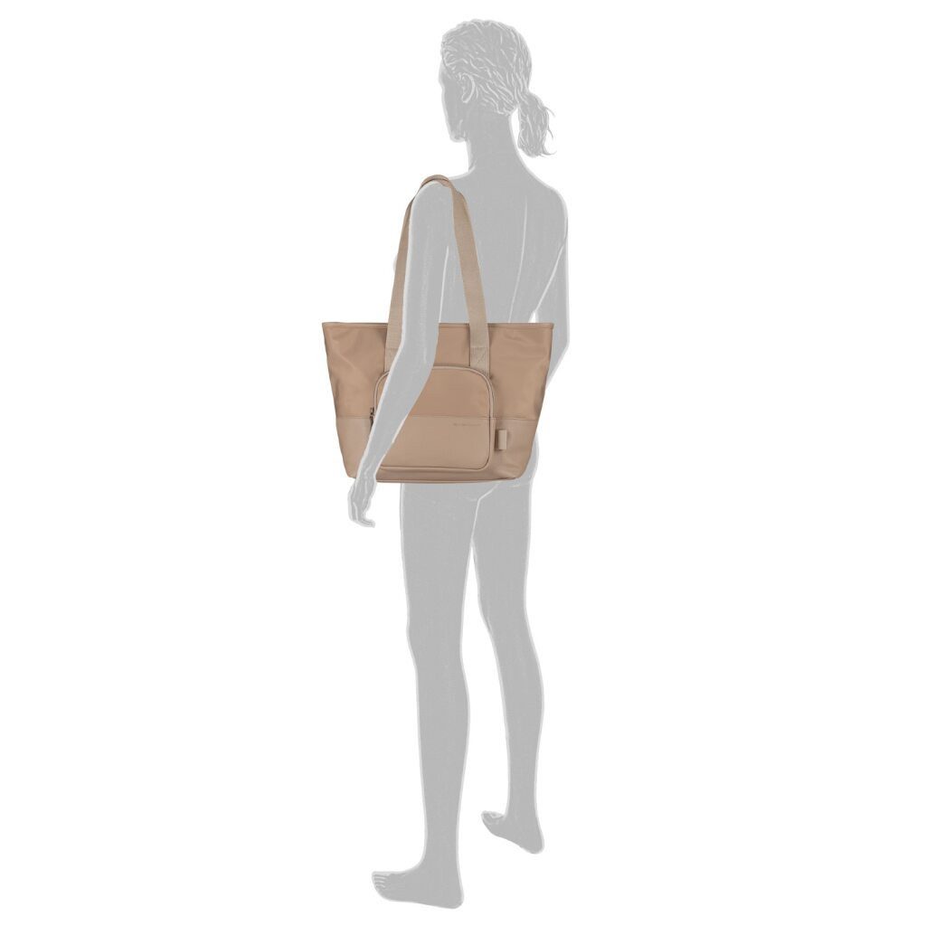 TOM TAILOR Shopper Viene, fein genarbtes Lederimitat trifft auf leichtes Nylon mit feinem Logo