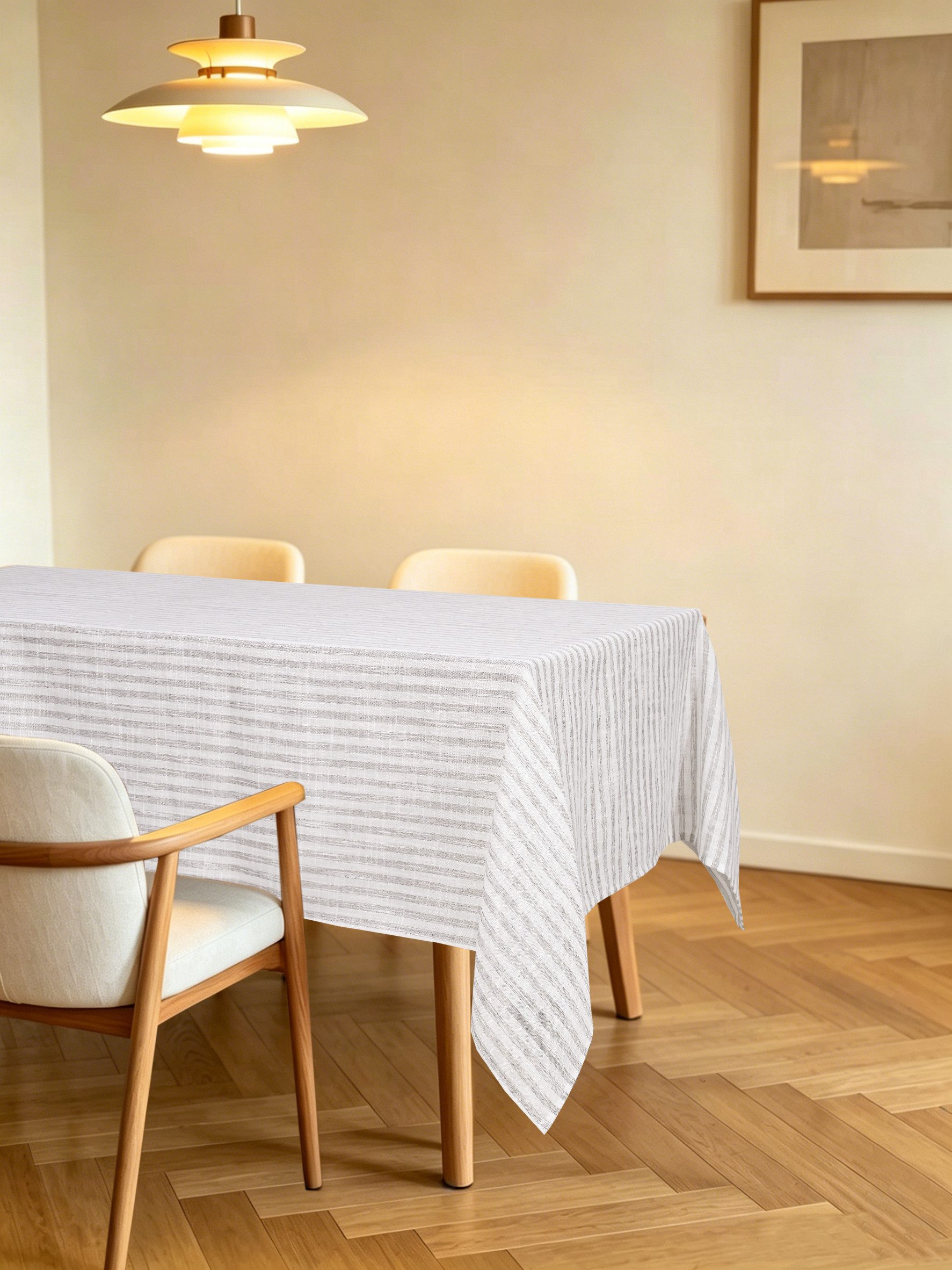 OTTO home Tischdecke Marric (Packung 1-tlg), halbtransparente Tischdecke, Leinenoptik mit Streifen