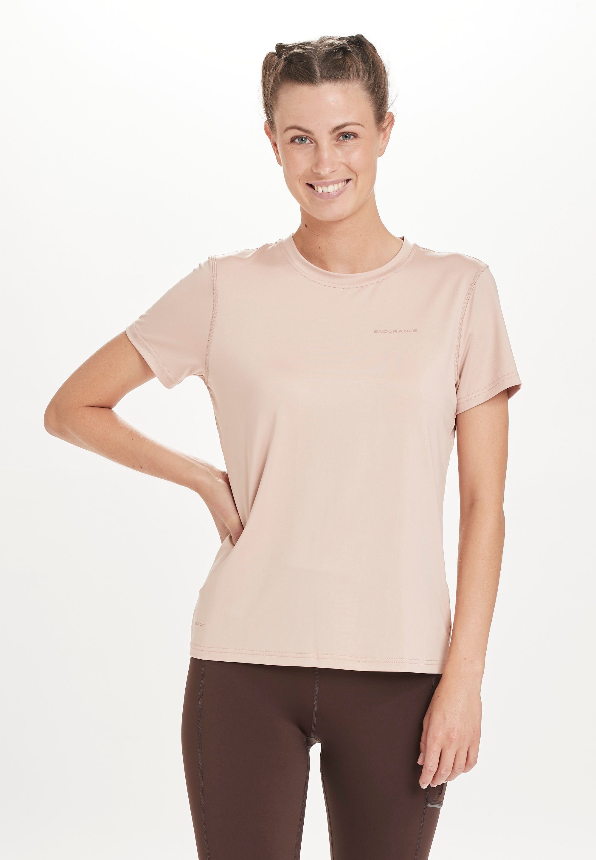 mit QUICK-DRY-Technologie, Silhouette innovativer (1-tlg) feminine Funktionsshirt die Yonan ENDURANCE unterstreicht Schnitt