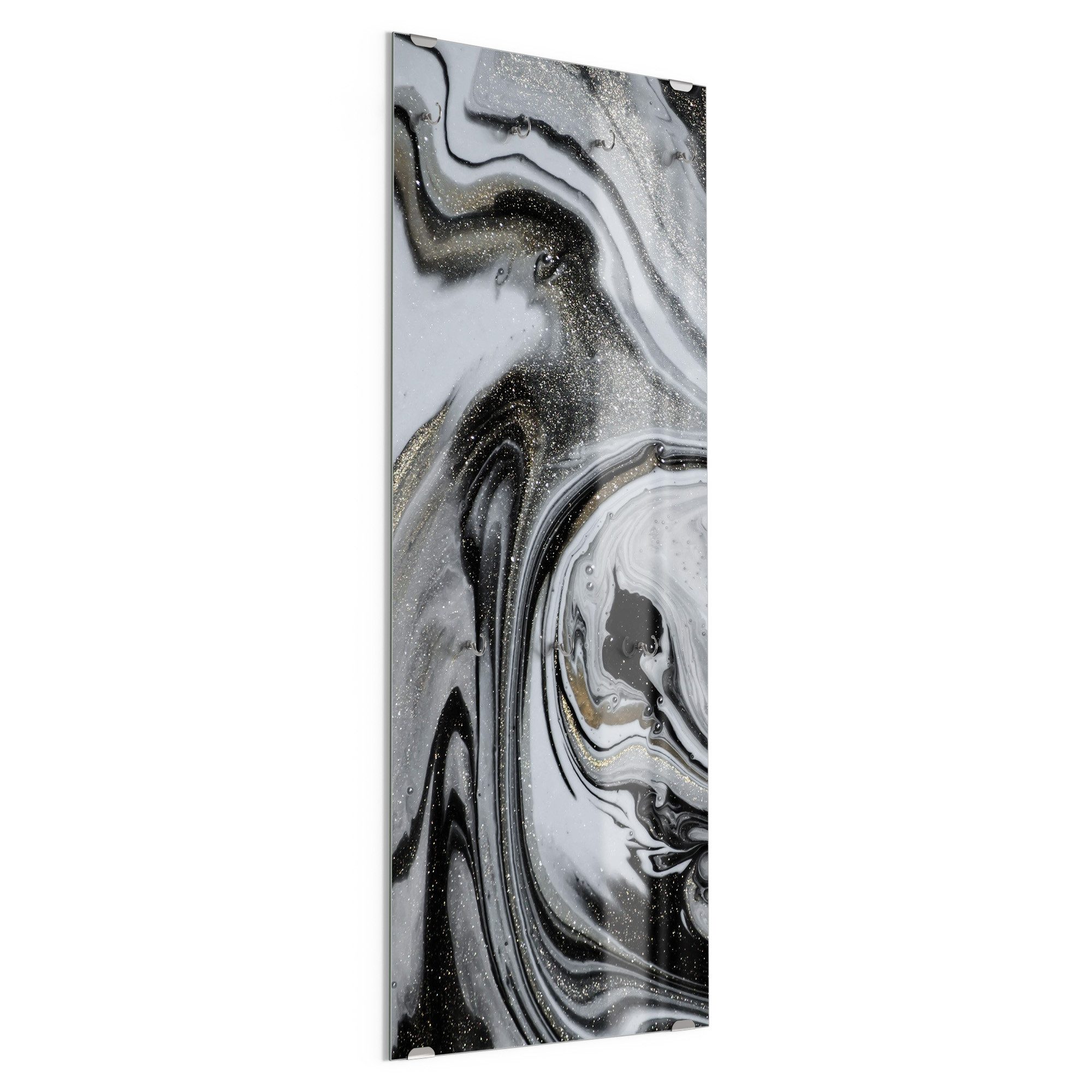 DEQORI Kleiderhaken 'Aufwendiger Marmordekor', Glas Garderobe hängend Flur Jackenhalter modern Wandgarderobe Haken
