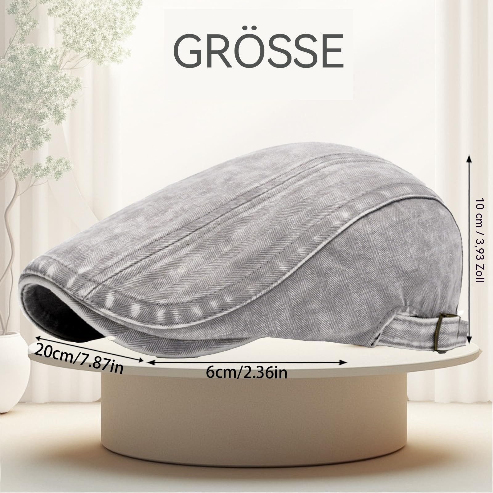 Zaewry Flat Cap Schiebermütze Herren und Männer,Schirmmütze mit Schirm Schiebermütze Barett Cap,Gewaschener Vintage Denim Baskenmütze – Bild 2 von 5