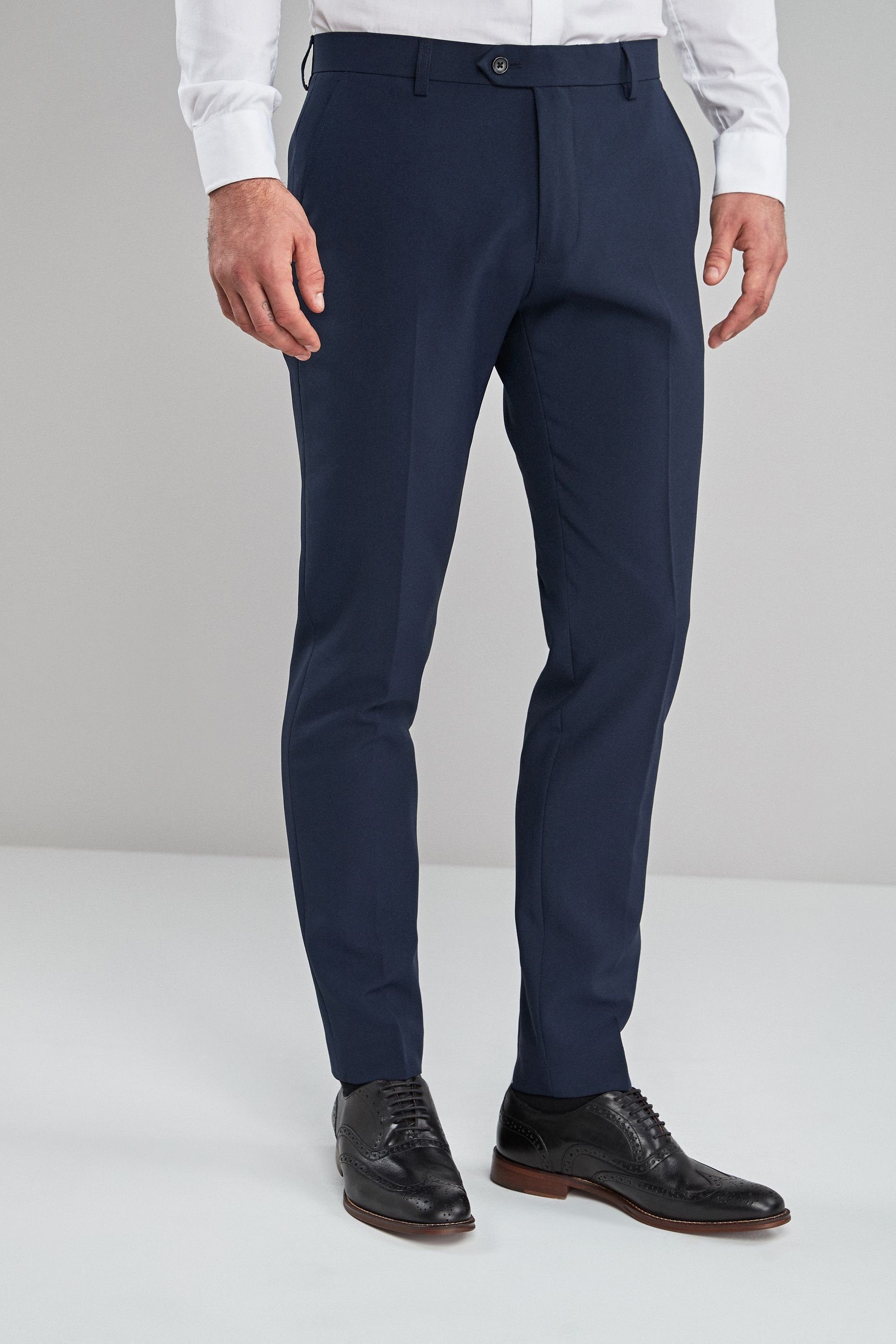 Next Stoffhose Skinny Fit Hose ohne Bundfalte, Maschinenwäsche (1-tlg) Navy Blue