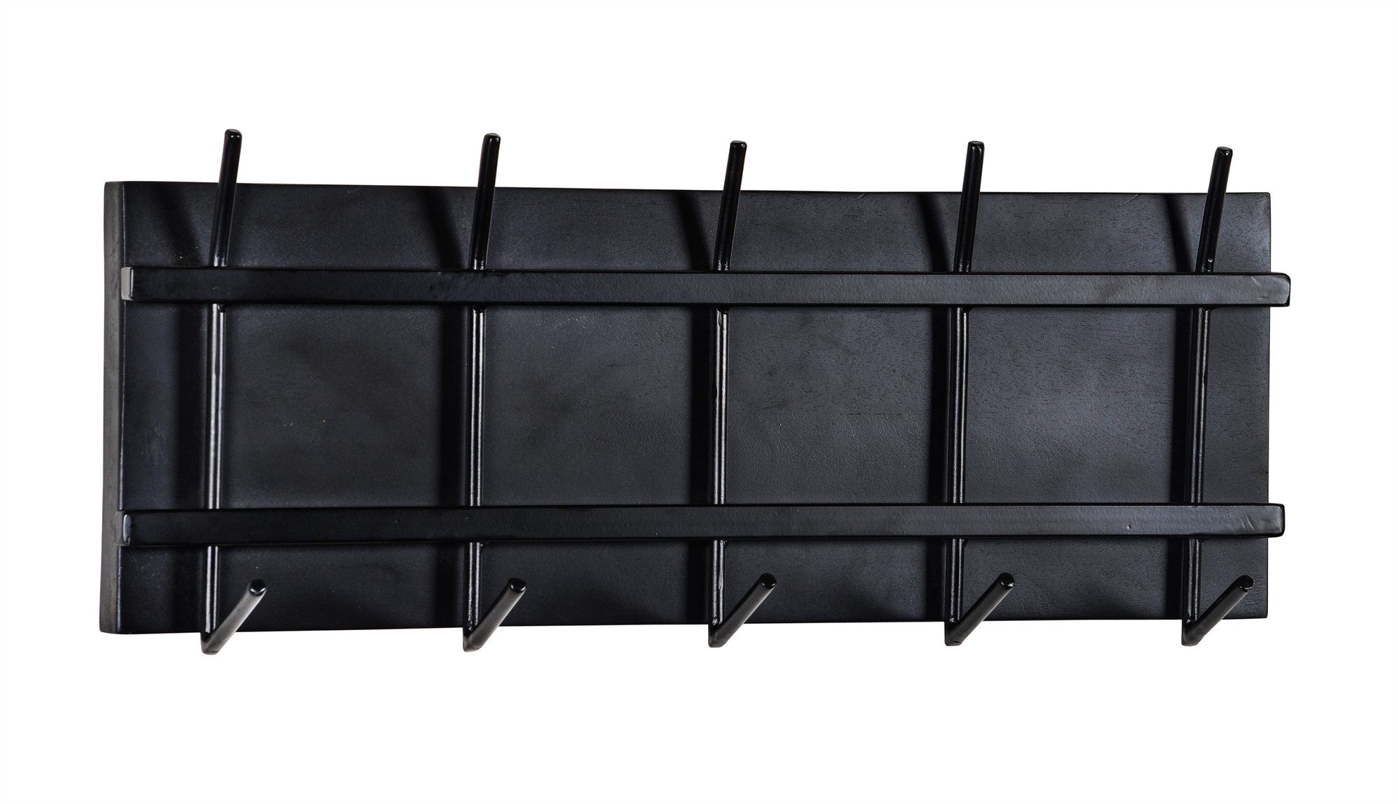 Couchcenter Garderobenpaneel Wandgarderobe Mango Holz Metall Gabi Schwarz Hutablage Wandpaneel, 5 Metall Hacken