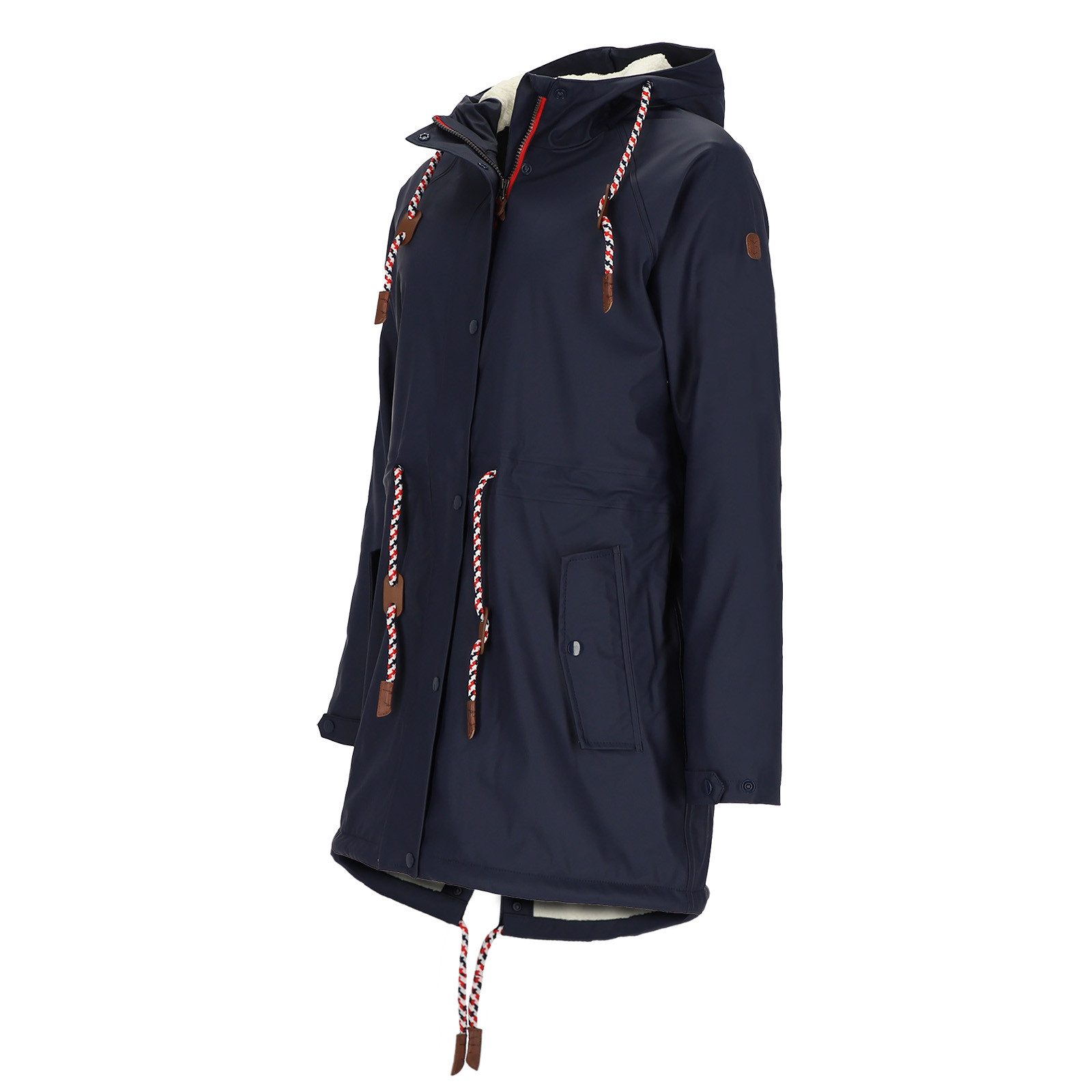 modAS Regenjacke Damen Regenmantel aus PU - Wasserdichte Jacke mit Teddy-Fl günstig online kaufen