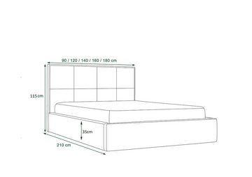 Stylefy Polsterbett Dahlia (Schlafzimmerbett, Bett), 120/140/160/180 x 200 cm, Bettkasten, Kopfteil gepolstert