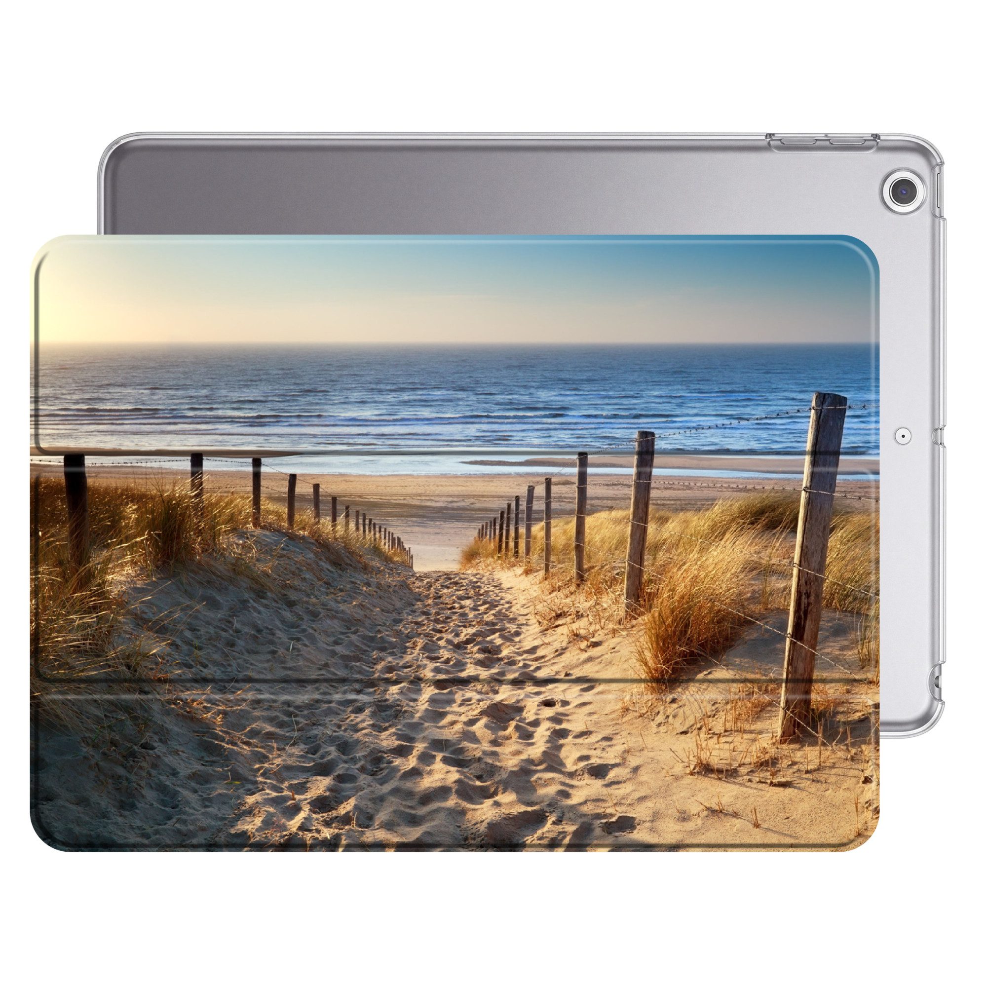 OnlyWow Tablet-Hülle Apple iPad Air 2 Strand - Meer - Niederlande - Dünen - Sonne, Smart Case, Auto-Sleep/Wake-Funktion, Stoßfest, Motiv