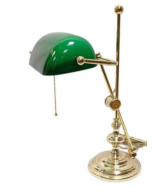 Linoows Tischleuchte Bankerlampe, schwere Art Deco Schreibtischlampe, ohne Leuchtmittel, abhängig vom Leuchtmittel, Schreibtisch Leuchte aus Messing