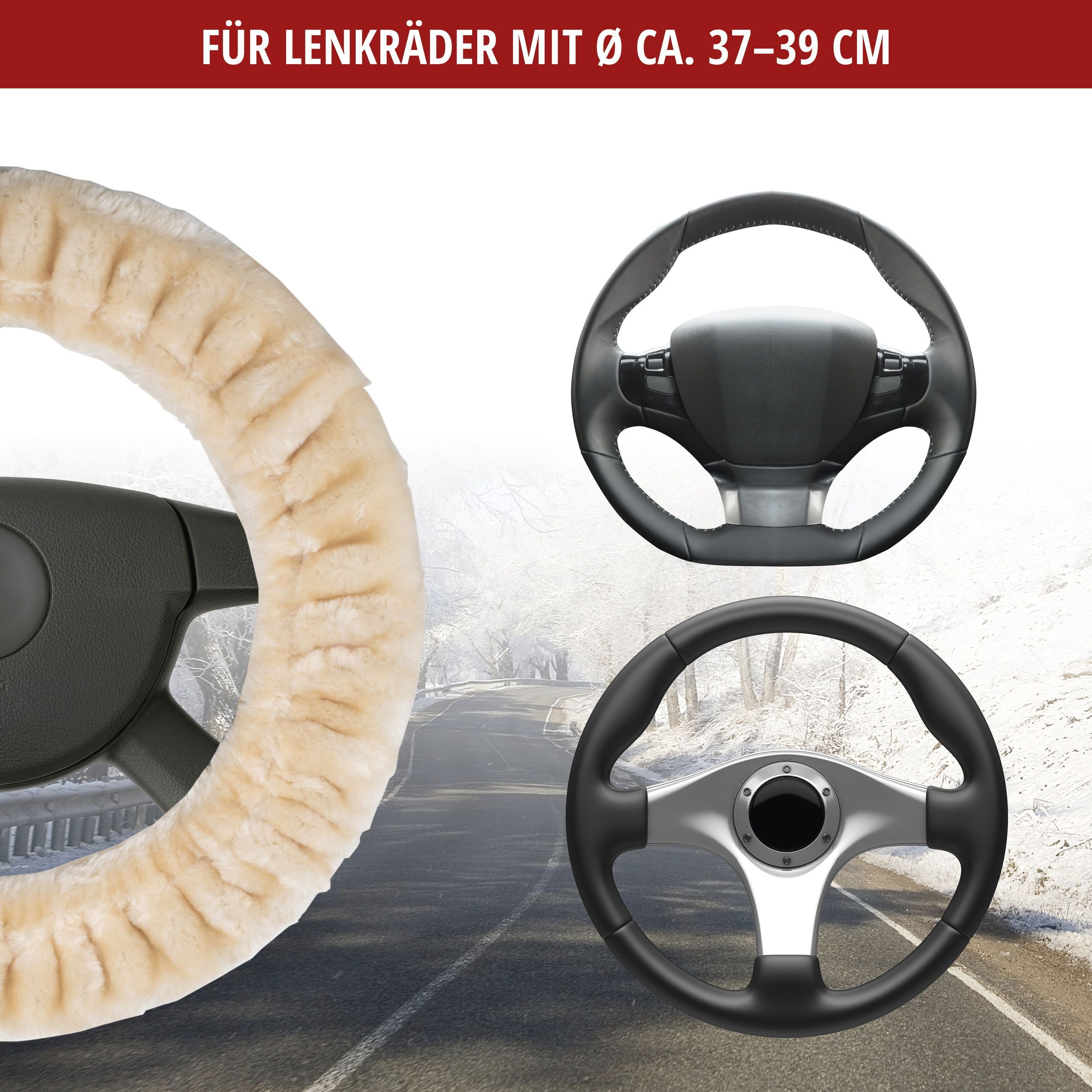 WALSER Steering Wheel Cover, Teddy Bear, (1-piece)