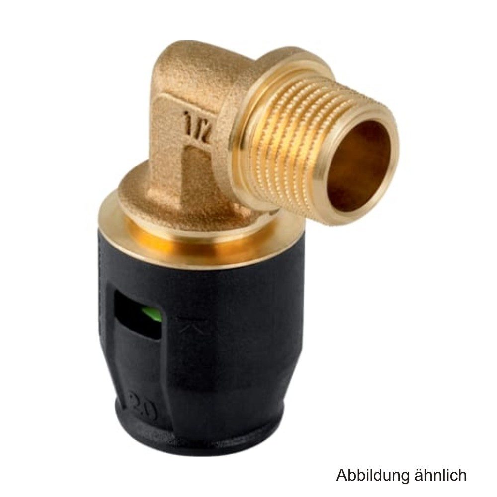 Wasserrohr Geberit PushFit Übergangswinkel 90° mit AG, 20 mm x 1/2", Messing