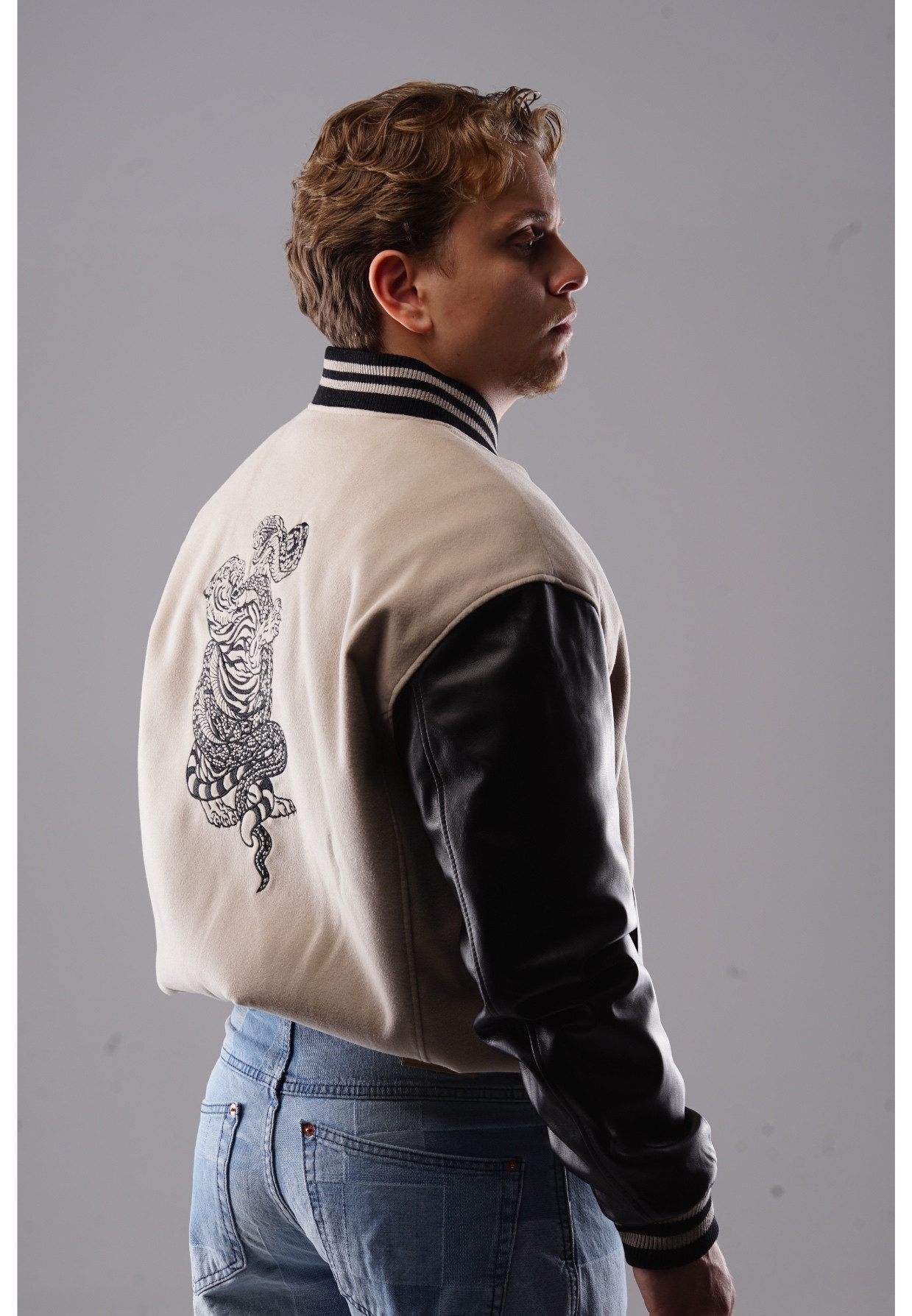 PICALDI Jeans Collegejacke TIGER Ärmel aus Echtleder