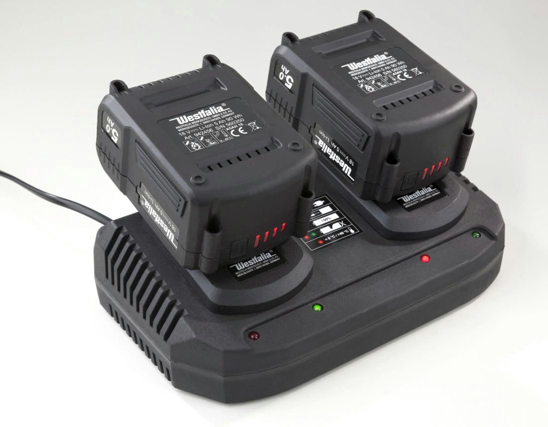 Westfalia Werkzeug Doppel-Schnellladegerät 3,5 A DASLG 18 V Werkzeug-Akku-Ladetechnik