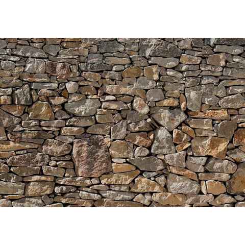Komar Fototapete Stone Wall, 368x254 cm (Breite x Höhe), inklusive Kleister