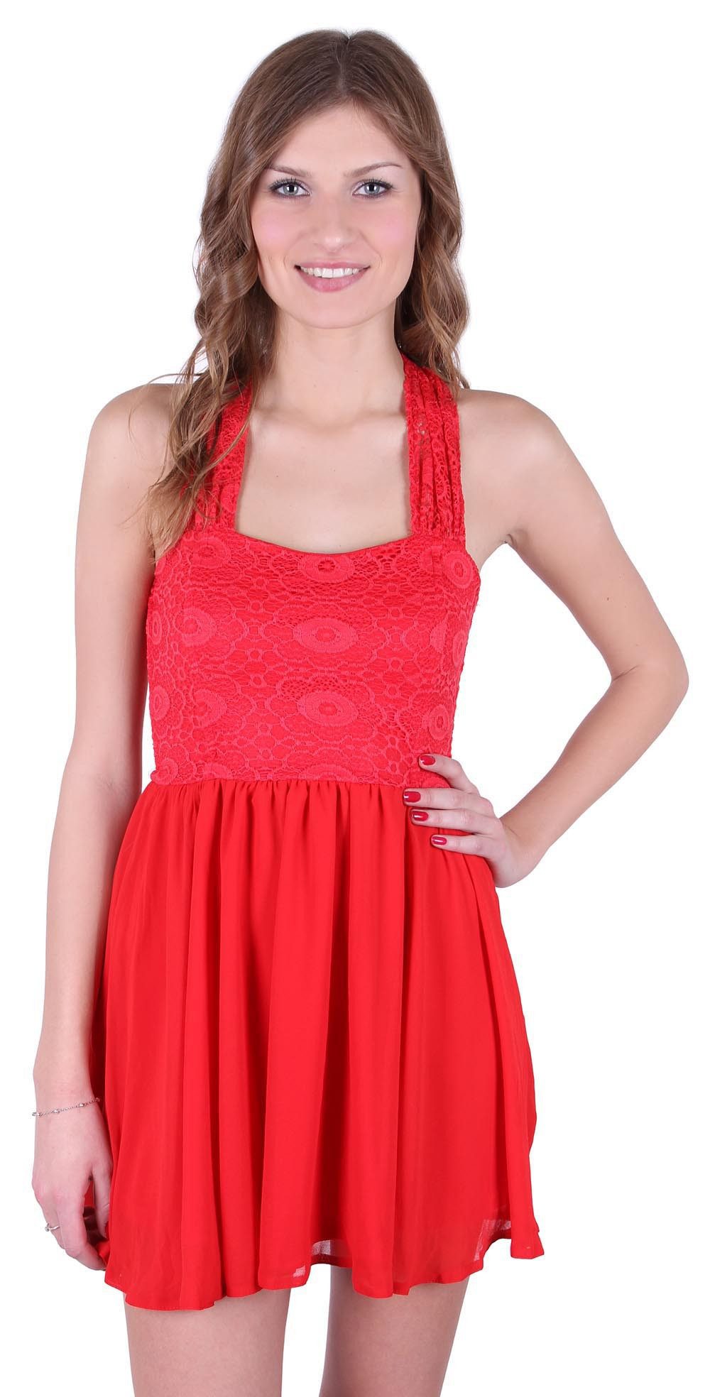 Minikleid Rotes Minikleid aus Spitze, John Zack L
