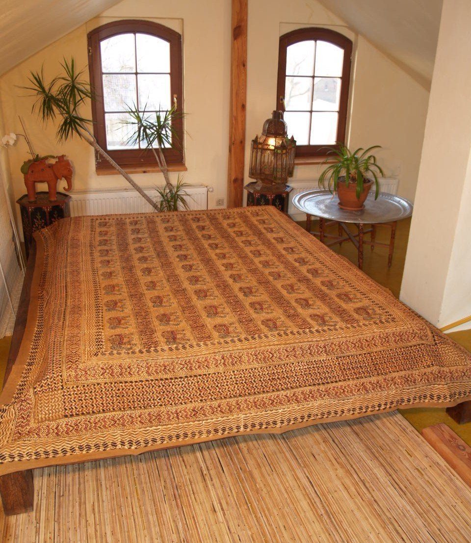 Guru-Shop Tagesdecke Blockdruck Tagesdecke, Bett & Sofaüberwurf,.. günstig online kaufen