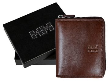 Elbleder Geldbörse Polo 109 umlaufender Reißverschluss Unisex Echtleder, 8 Kartenfächer Sichtfach RFID Schutz Farbe Oxford Braun