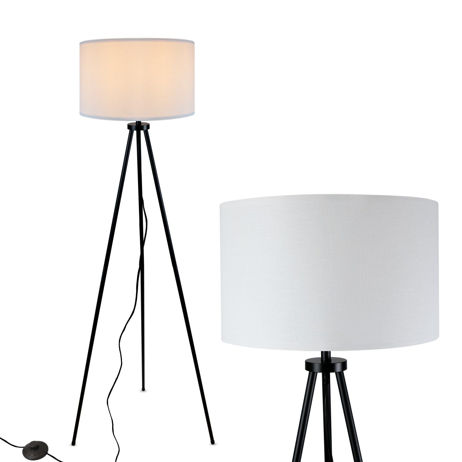 ZMH Stehlampe Stilvolles und Modernes Design mit Stoffenschirm und Fußschalter, ohne Leuchtmittel, E27