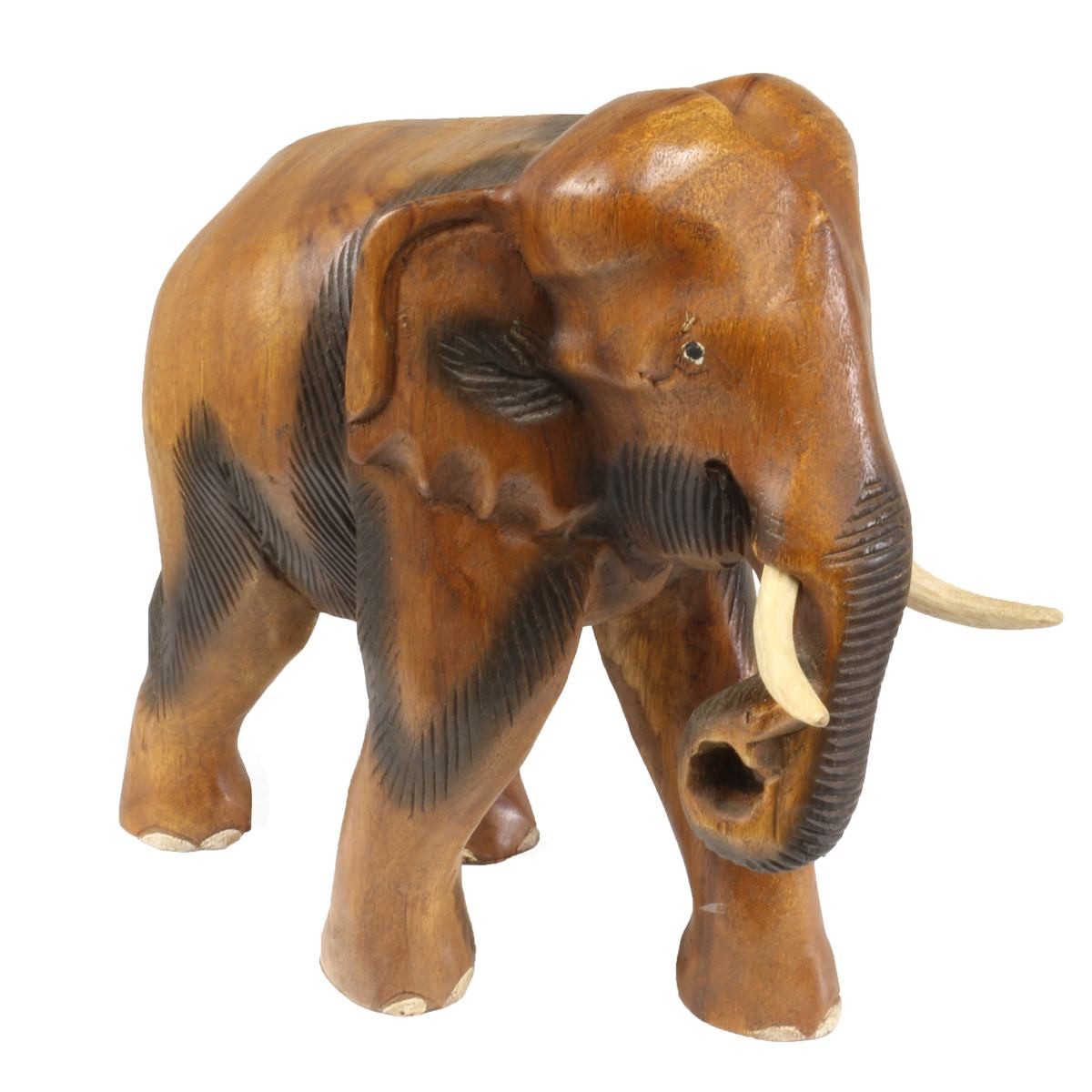 Oriental Galerie Dekofigur Elefant Figur Skulptur Massiv Braun Mittel (1 St)