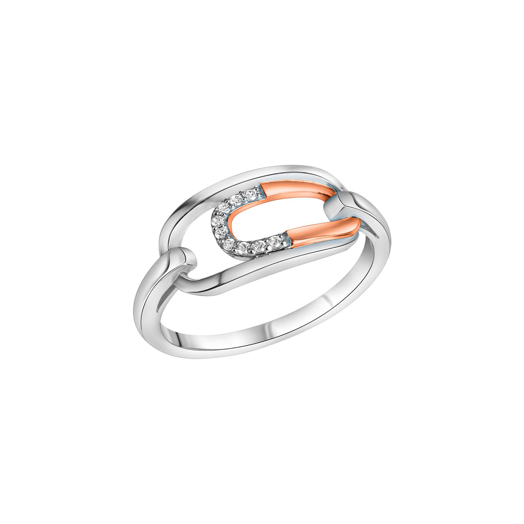 Fingerring 925-Sterling Silber rhodiniert teilweise rose vergoldet Zirkonia