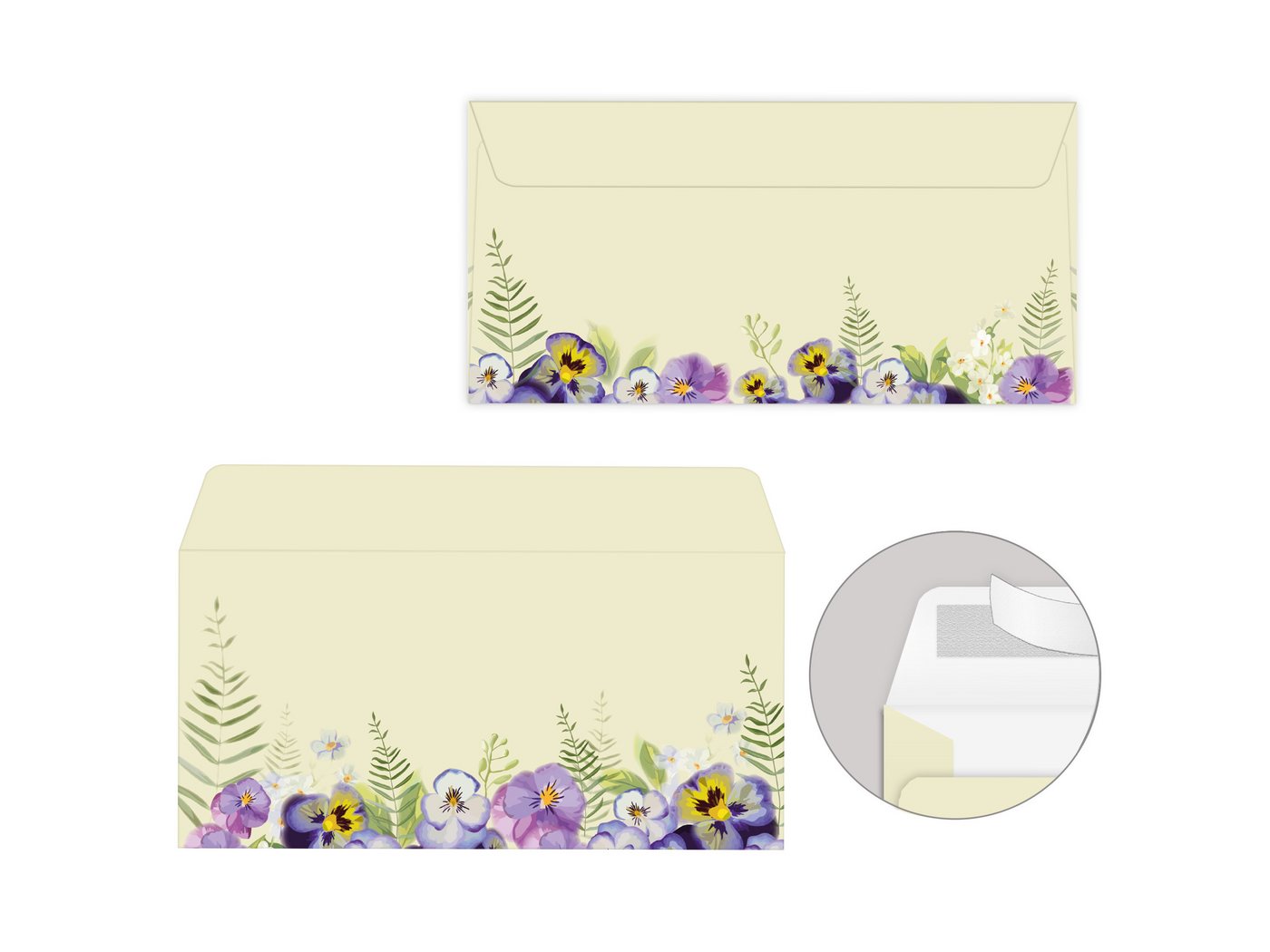 Thumbnail - LIMONIA Briefpapier Set Briefblock A4 (Umschläge) Notizblock Papier Veilchen Motivpapier, A4 Schreibblock mit 25 Blätter...
