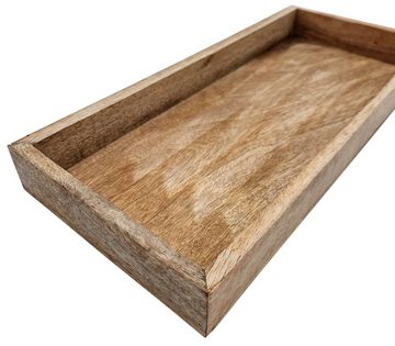 Meinposten Dekotablett Tablett Mangoholz Dekotablett Holztablett 40 x 18 cm (1 St)