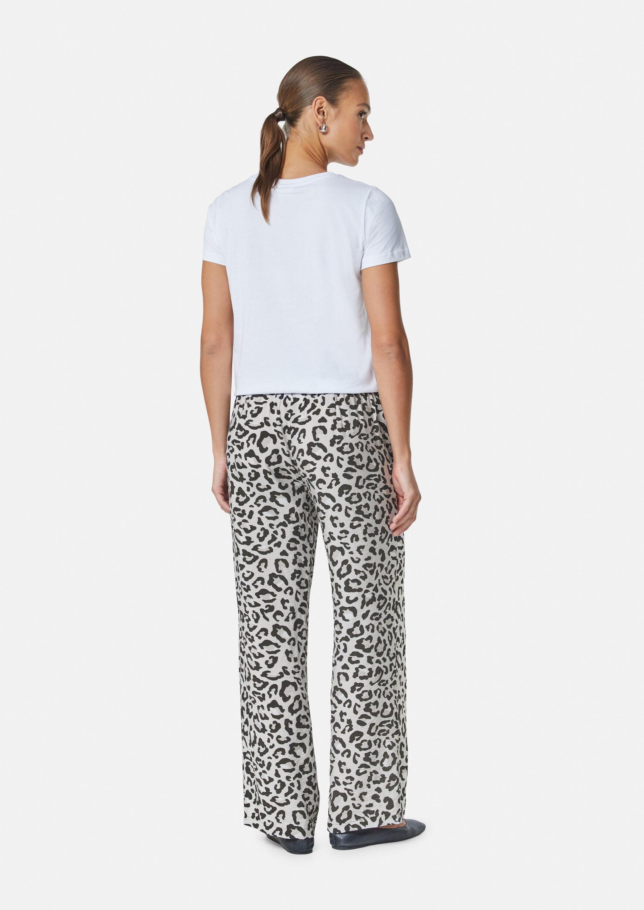 comma Chinos Hose Schlupfhose mit Bindedetail und Leo-Muster