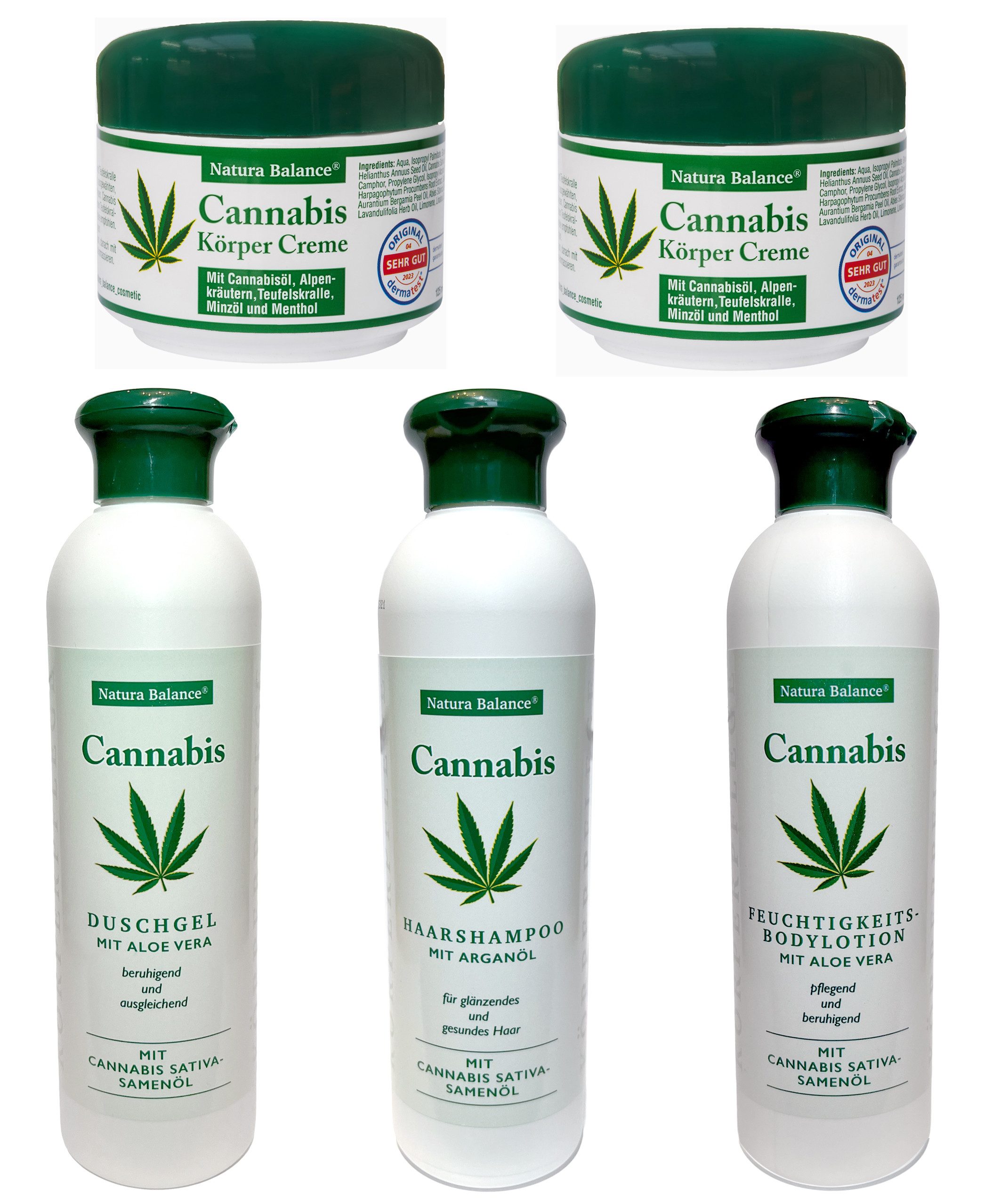 Natura Balance Hautpflege-Set Geschenk für Herren Cannabis Geschenkset Hanföl Duschgel Männer Creme, 5-tlg., 5 tlg