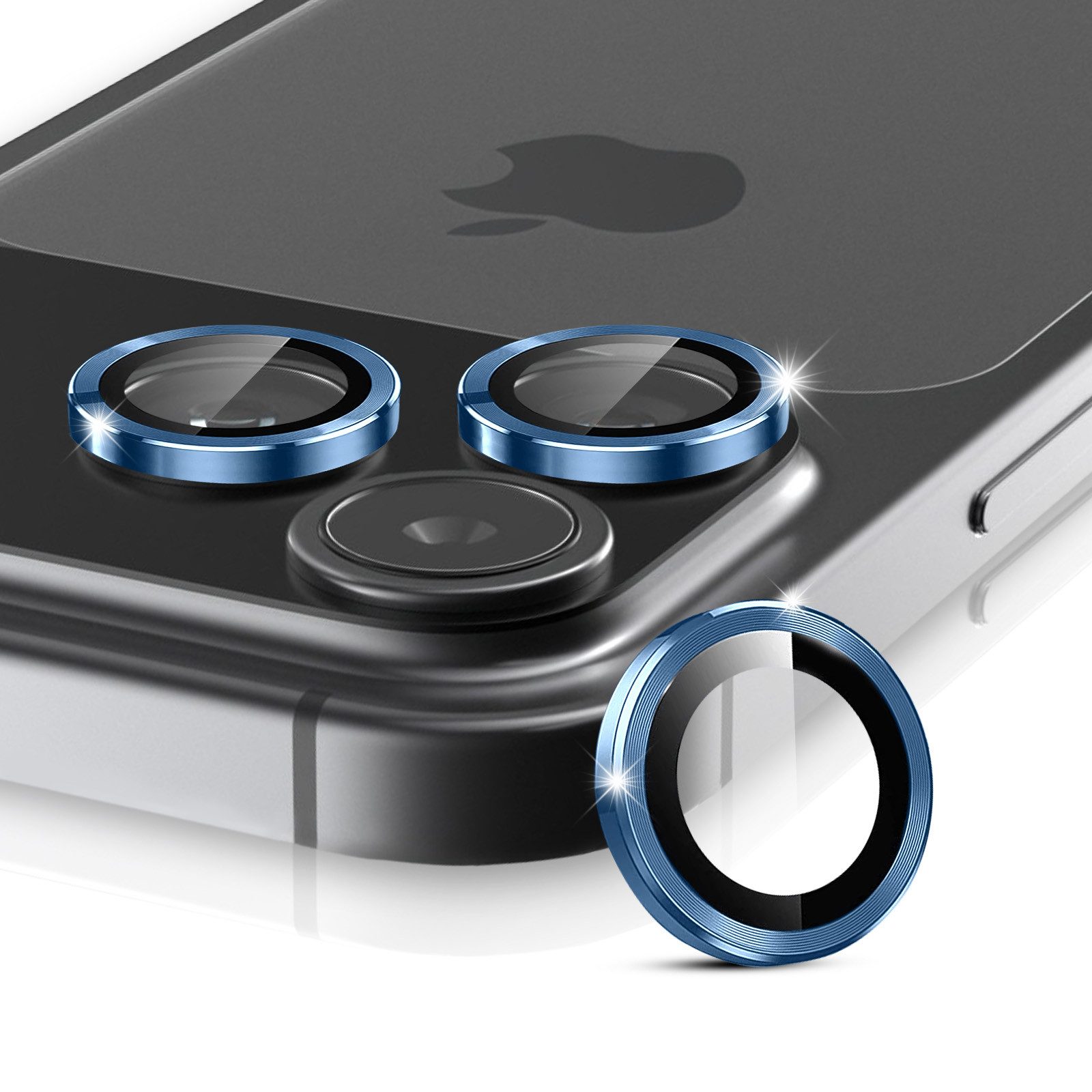 Tec-Expert Kameraschutzglas 9H Kameraglas Set in Titan-Blau für Apple iPhone 17 Pro Max für Apple iPhone 17 Pro Max, Linsenschutzglas Set, 1 Stück, Kameraschutz, Schutzglas, Linsenschutz, kratz- & stoßfest