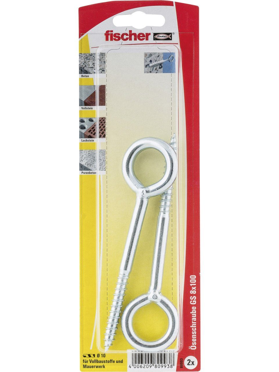 fischer Рым-болты Fischer Ösenschraube GS 8,0 x 100 mm, 2 Stück