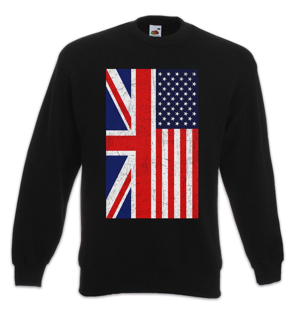 Sweatshirt Great Britain USA Flag Sweatshirt America Amerika US United States