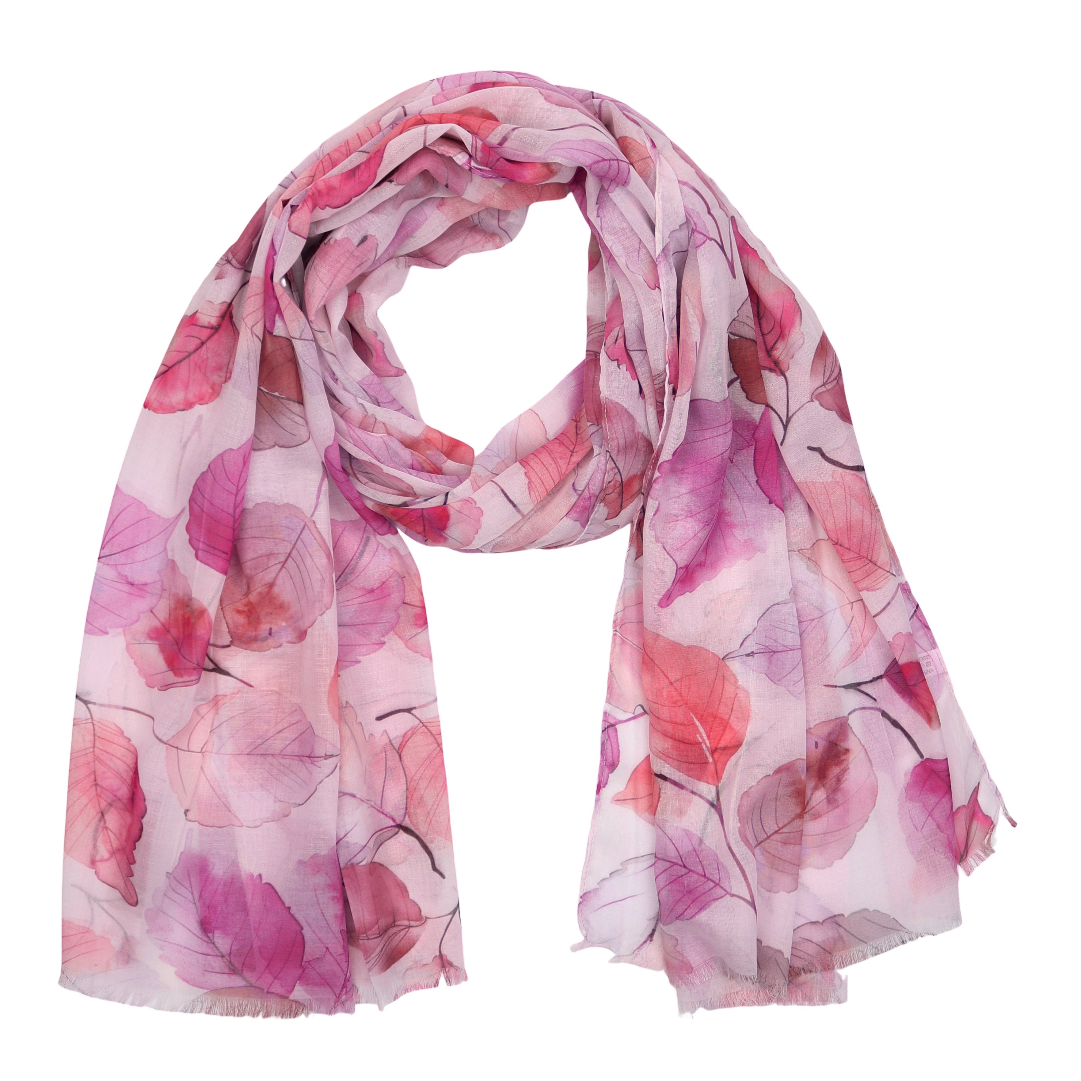 MIRROSI Modeschal Weicher & Leicht Großes Schal, ca.75x180cm, Bunt Print Blätter, (aus 100% Viskose, Atemberaubende Designs), Damen Halstuch Stola ideal für Frühling, Sommer und Herbst