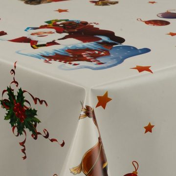 laro Tischdecke Wachstuch-Tischdecken Abwaschbar Weihnachten Schneemann Geschenke Baum